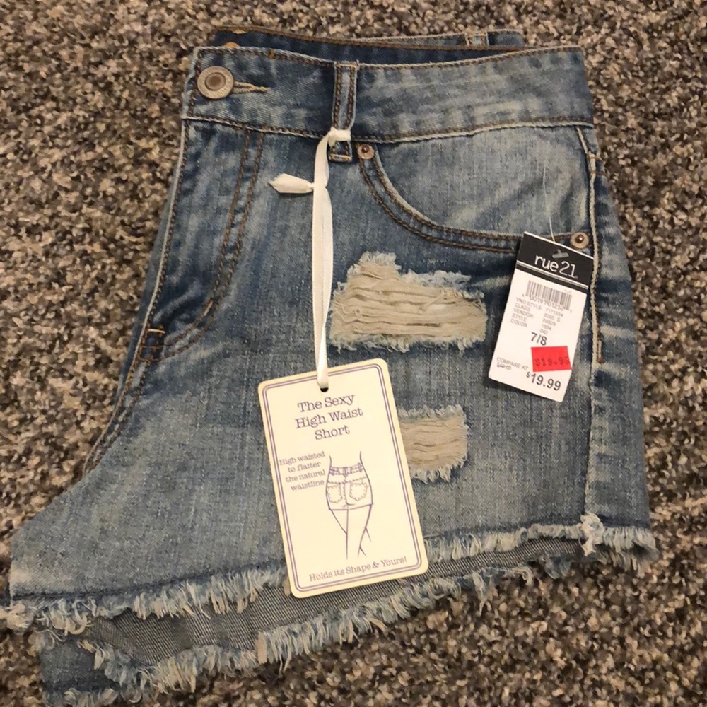 High rise jean shorts.